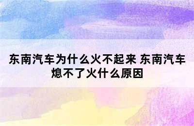 东南汽车为什么火不起来 东南汽车熄不了火什么原因